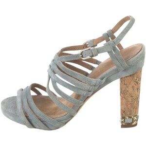 Chanel Interlocking CC Logo Blue Suede Slingback Sandals